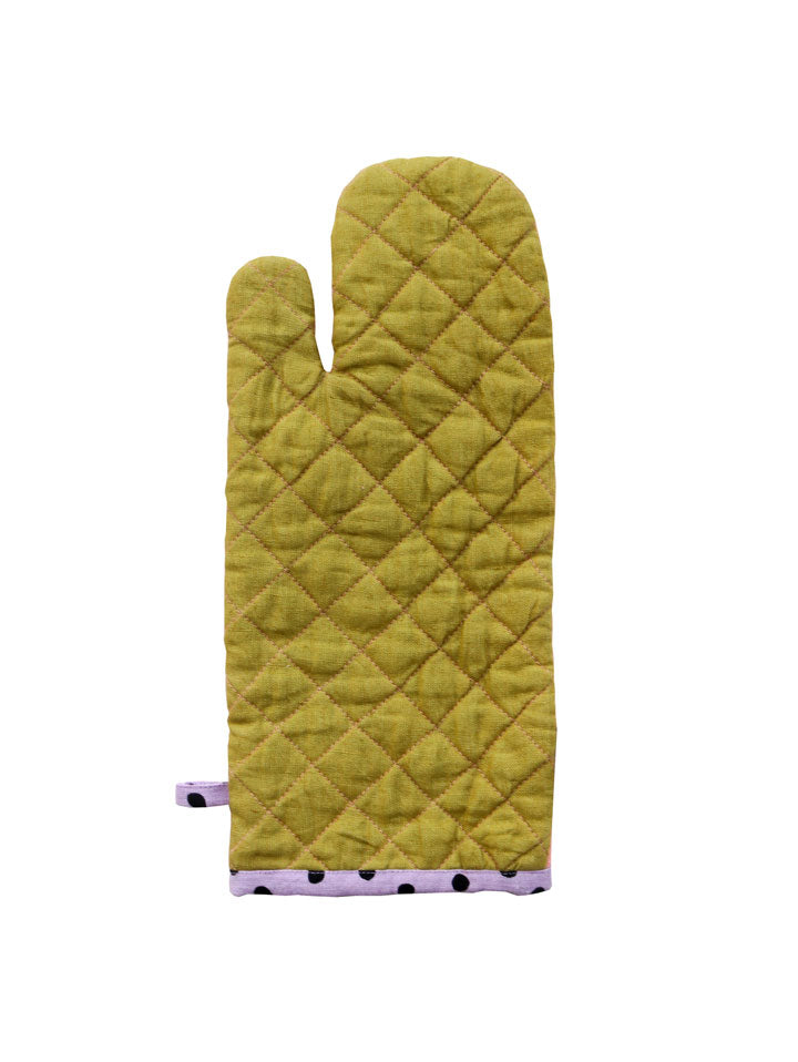 Mosey Me Linen Lilac Dot Oven Mitt & Apron