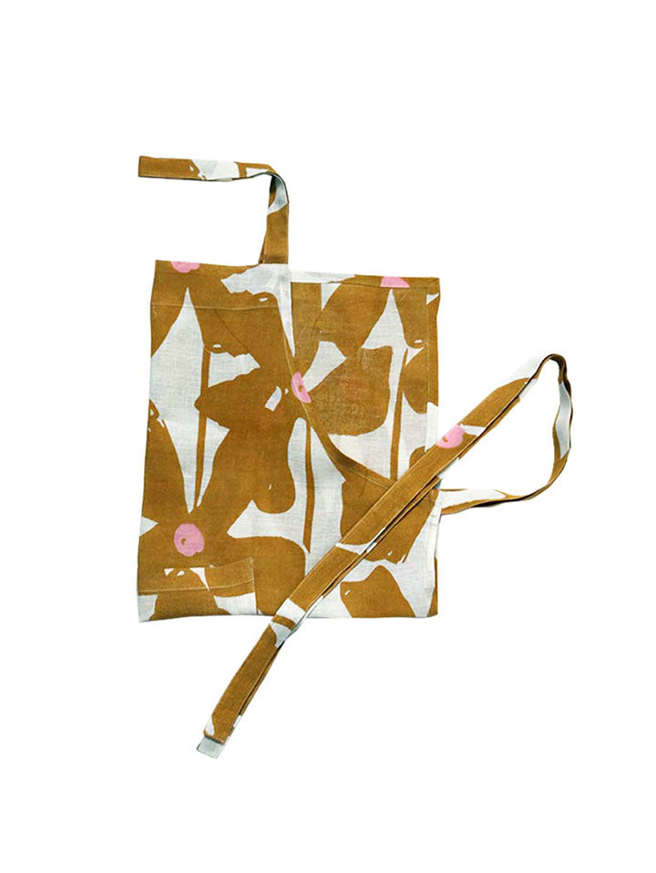 Mosey Me Linen Mustard Floral Apron