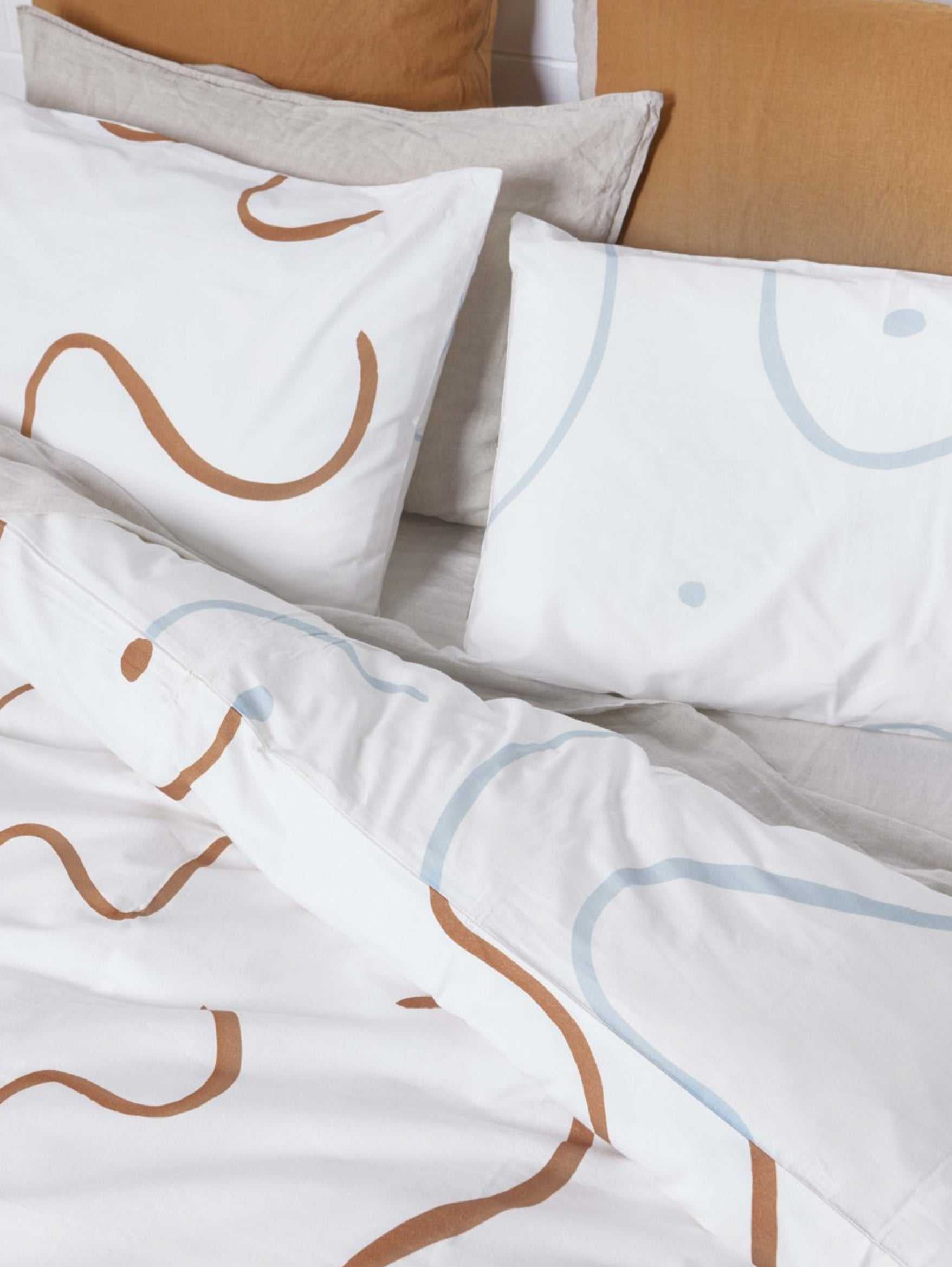 Mosey Me Cotton Standard Pillowcase Set Blue & Clay
