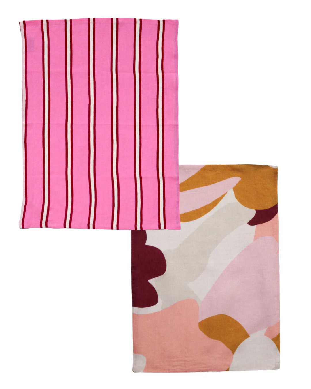 Mosey Me Linen Tea Towel Bundle - Pink Stripe and Clay