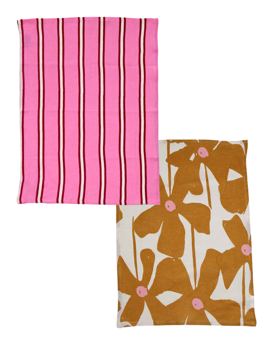 Mosey Me Linen Tea Towel Bundle - Pink Stripe and Floral