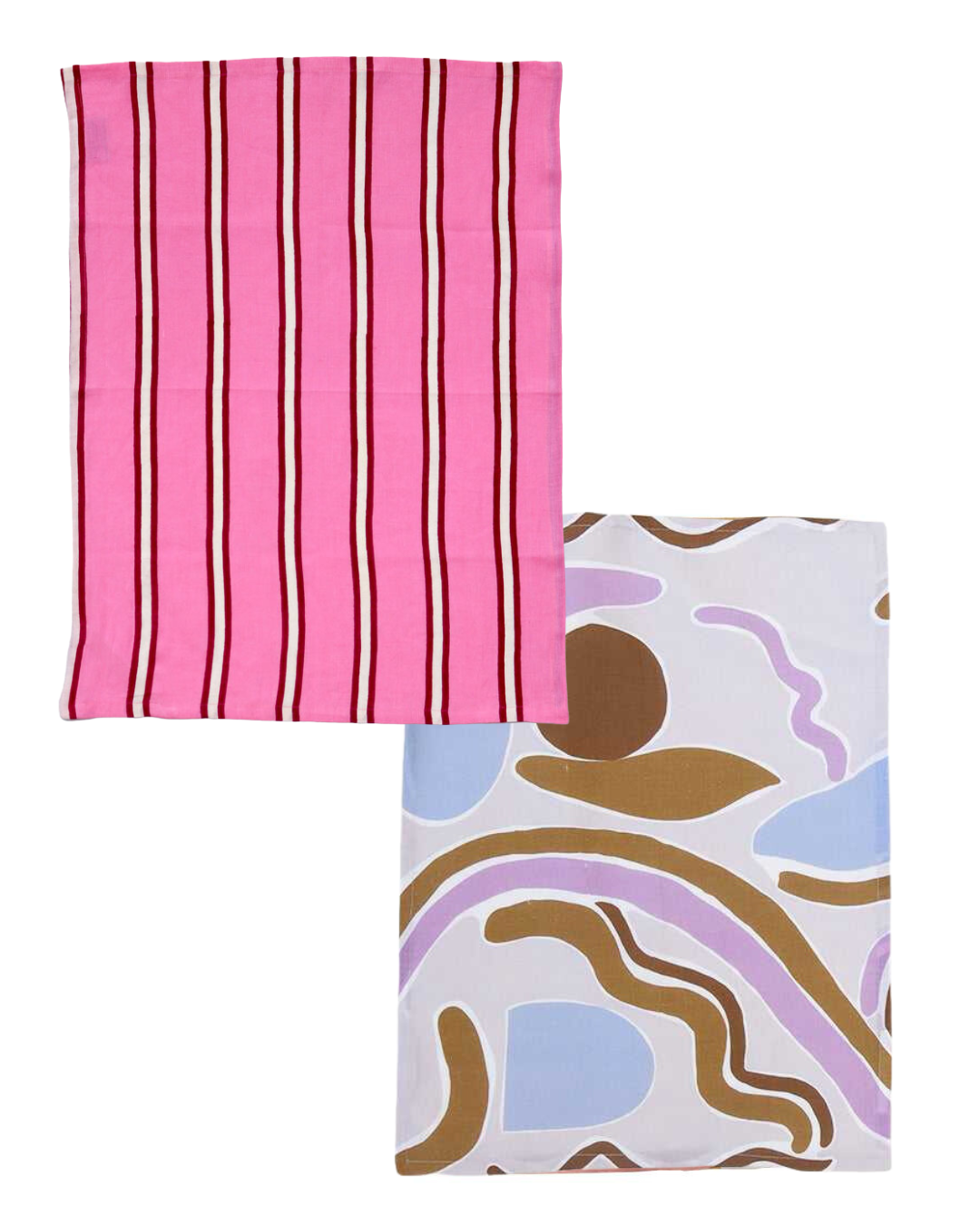 Mosey Me Linen Tea Towel Bundle - Pink Stripe and Half Moon